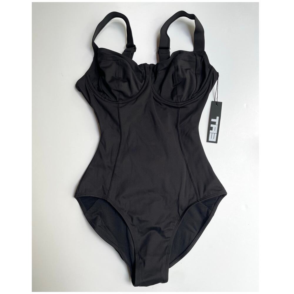 TA3 Lifty One Piece Swimsuit Corset Sculpting Black Size Small Regular/Long D/DD
